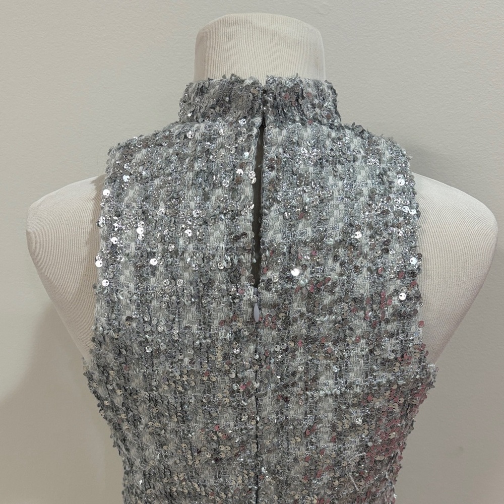 Amanda Uprichard Silver Sequin Dress - Picture 3 of 9